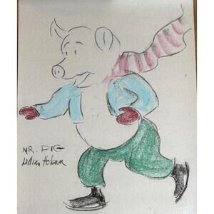 Lillian Hoban Original Color Drawing of Mr. Pig SIGNED "I Can Read" Book Series